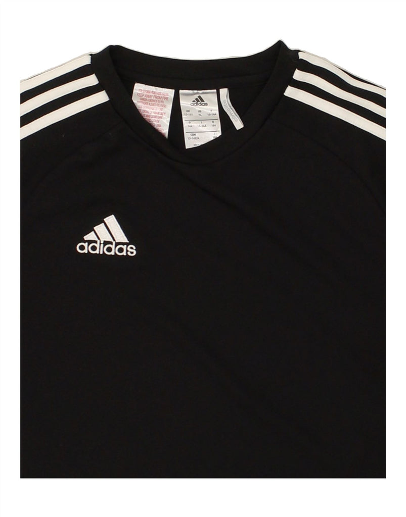 ADIDAS Boys T-Shirt Top 13-14 Years Black Polyester | Vintage Adidas | Thrift | Second-Hand Adidas | Used Clothing | Messina Hembry 