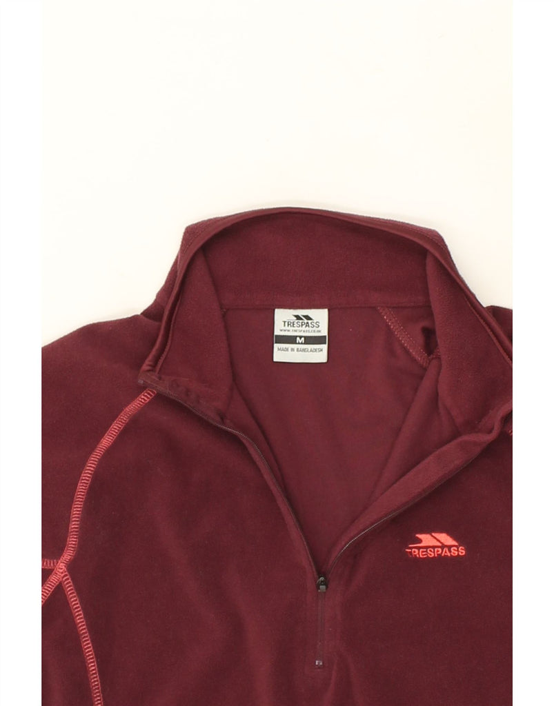 TRESPASS Womens Zip Neck Fleece Jumper UK 12 Medium Maroon Polyester | Vintage Trespass | Thrift | Second-Hand Trespass | Used Clothing | Messina Hembry 