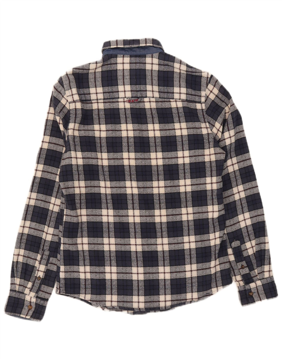 Crew Clothing Mens Flannel Shirt Small Navy Blue Check Cotton