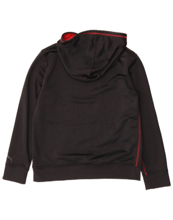 Puma Boys Graphic Hoodie Jumper 14-15 Years Large Black Polyester