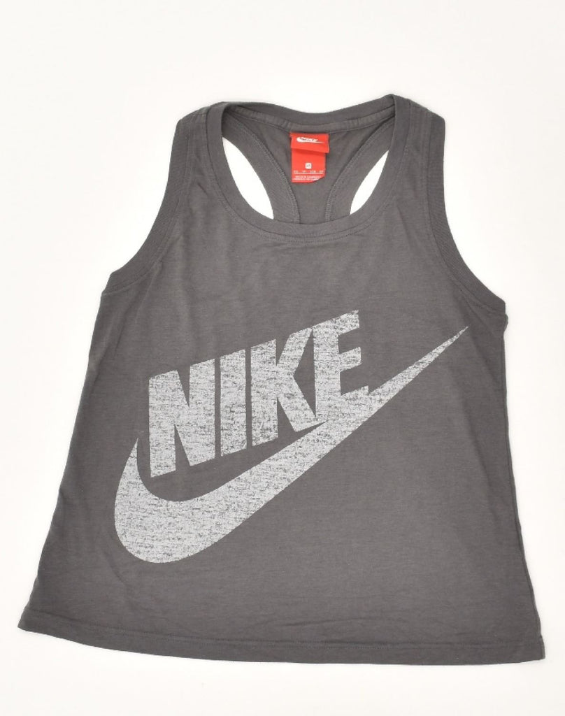 NIKE Womens Graphic Vest Top UK 6 XS Grey Cotton | Vintage Nike | Thrift | Second-Hand Nike | Used Clothing | Messina Hembry 