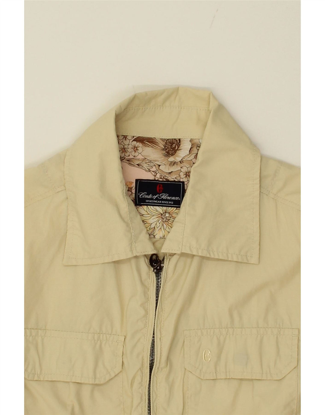 CONTE OF FLORENCE Womens Utility Jacket UK 14 Large Beige Vintage Conte of Florence and Second-Hand Conte of Florence from Messina Hembry 