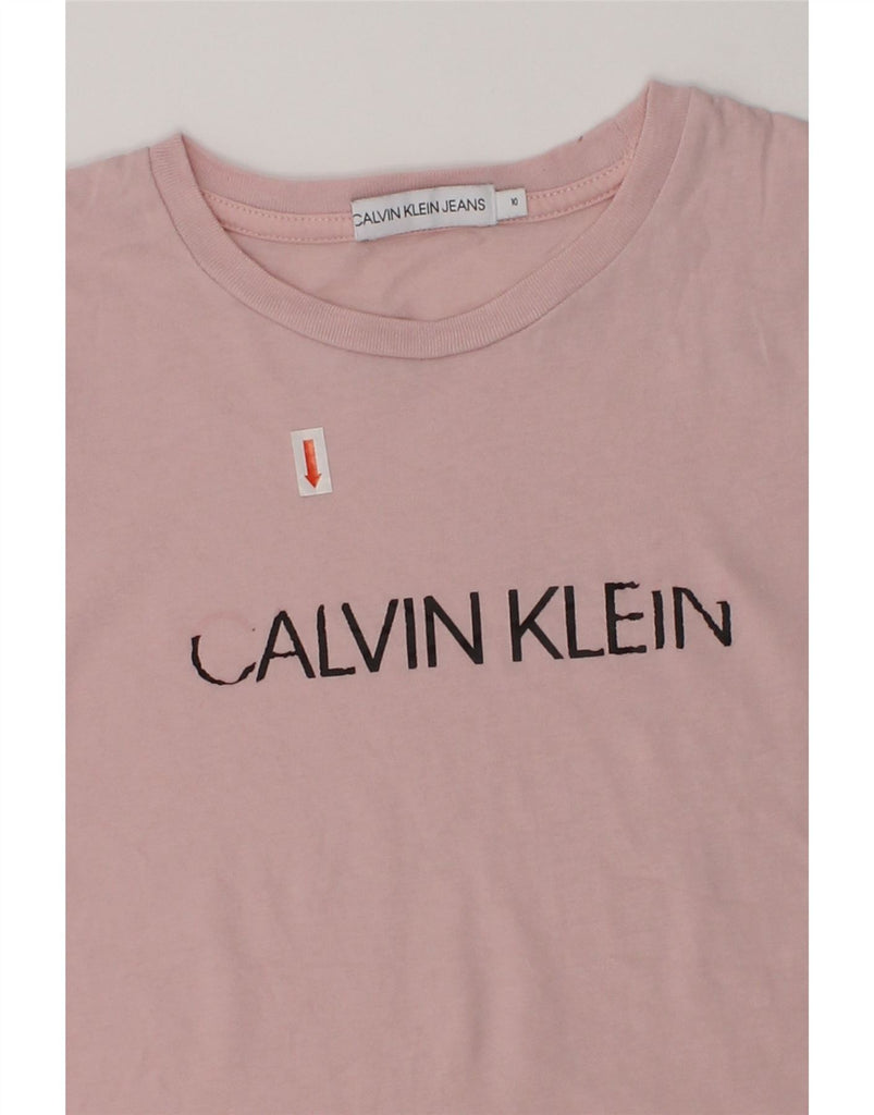 CALVIN KLEIN Girls Graphic T-Shirt Top 9-10 Years Pink Cotton | Vintage Calvin Klein | Thrift | Second-Hand Calvin Klein | Used Clothing | Messina Hembry 