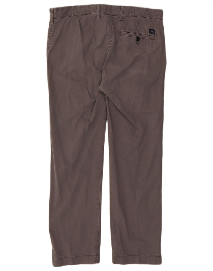 Marks & Spencer Mens Straight Chino Trousers W34 L29 Grey Cotton