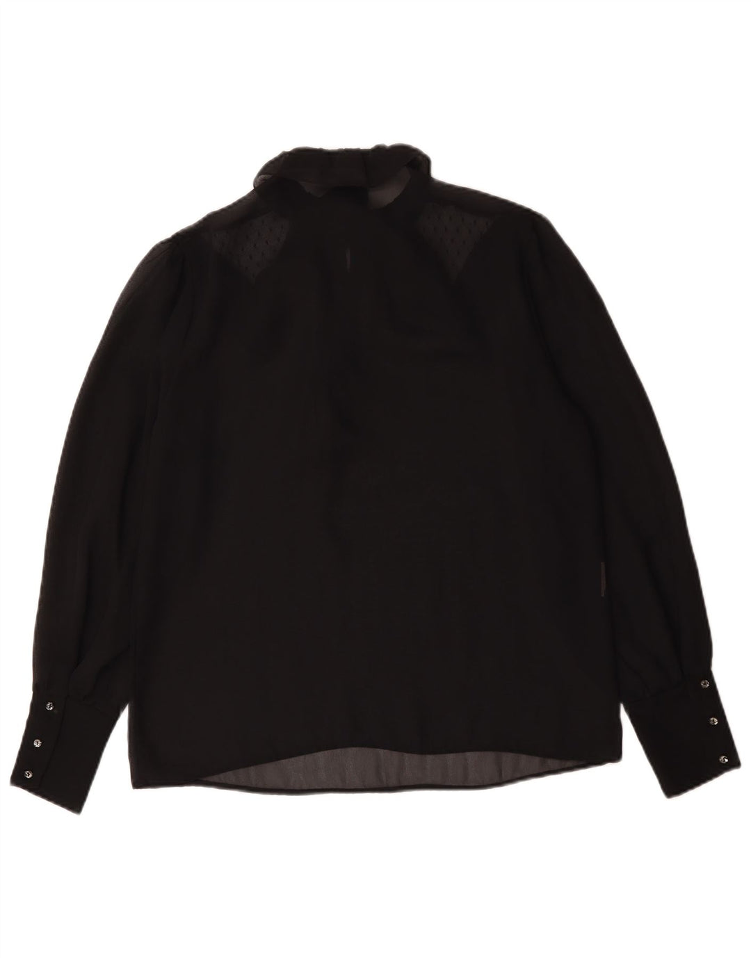 Vintage Womens See Through Long Sleeve Blouse Top UK 16 Large Black