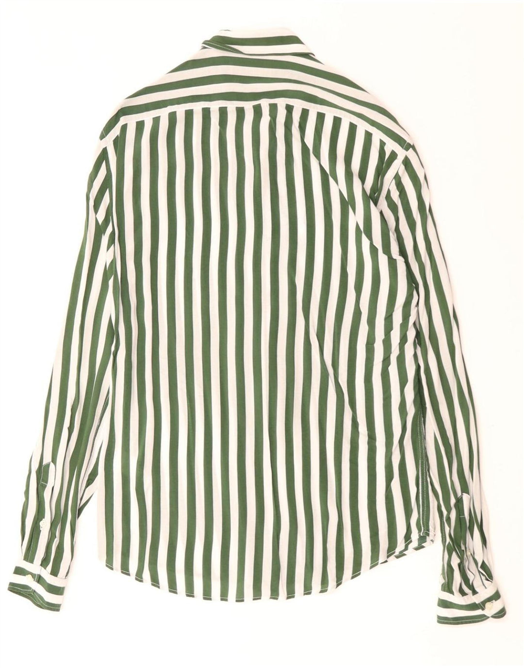 ZARA Mens Slim Fit Shirt Small Green Striped Viscose