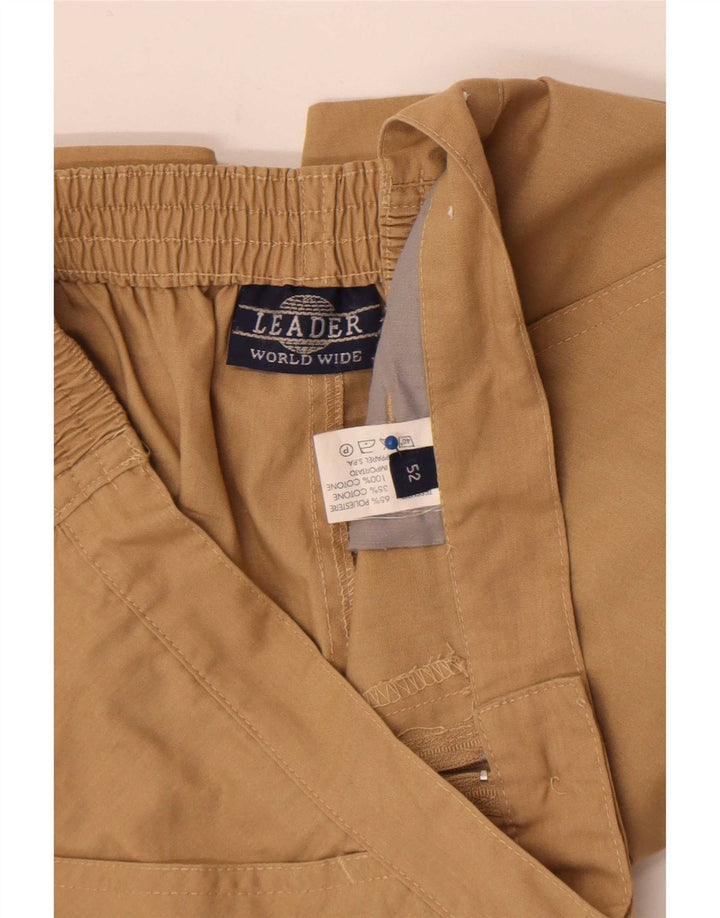 Leader Mens Casual Shorts W32 Medium Beige Polyester