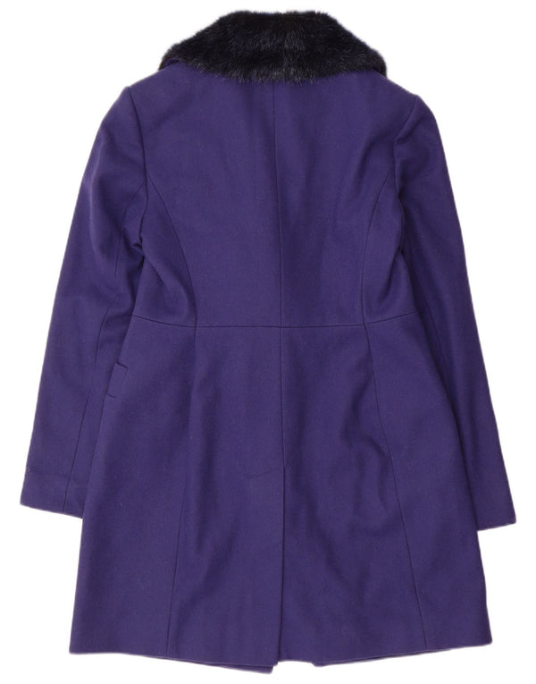 French Connection Womens Double Breasted Coat UK 10 Small Purple Wool
