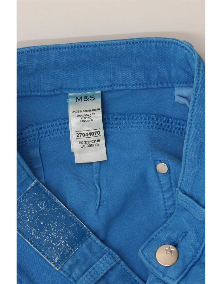 Marks & Spencer Womens Denim Bermuda Shorts UK 12 Medium W28 Blue Cotton