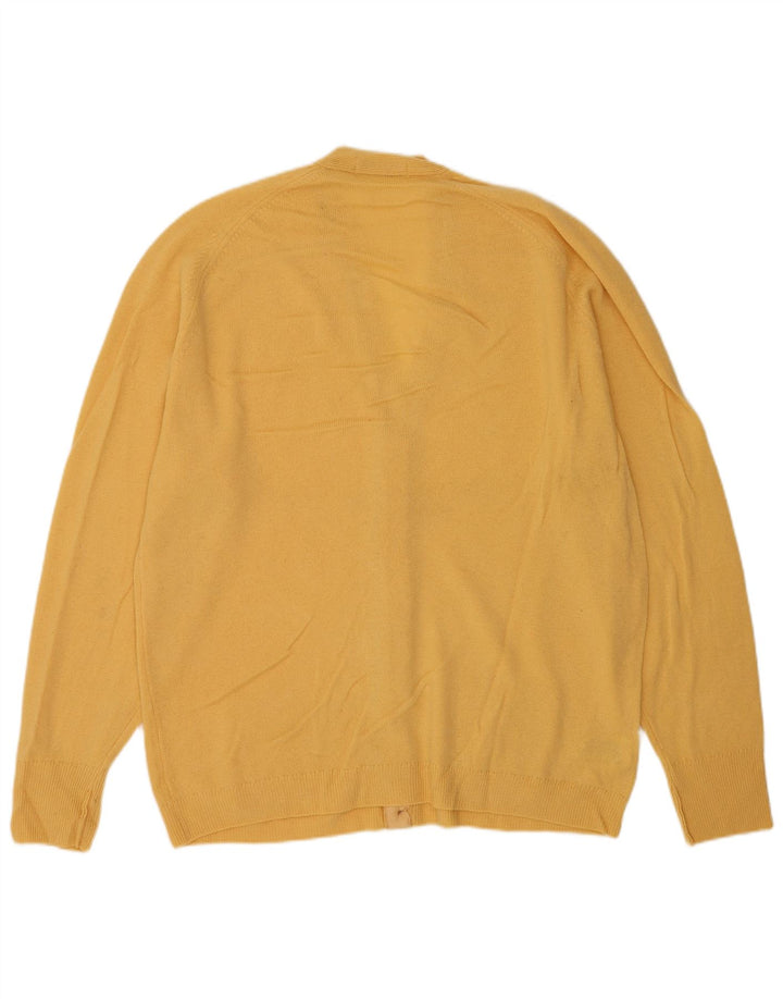 Marks & Spencer Mens Cardigan Sweater XL Yellow Virgin Wool