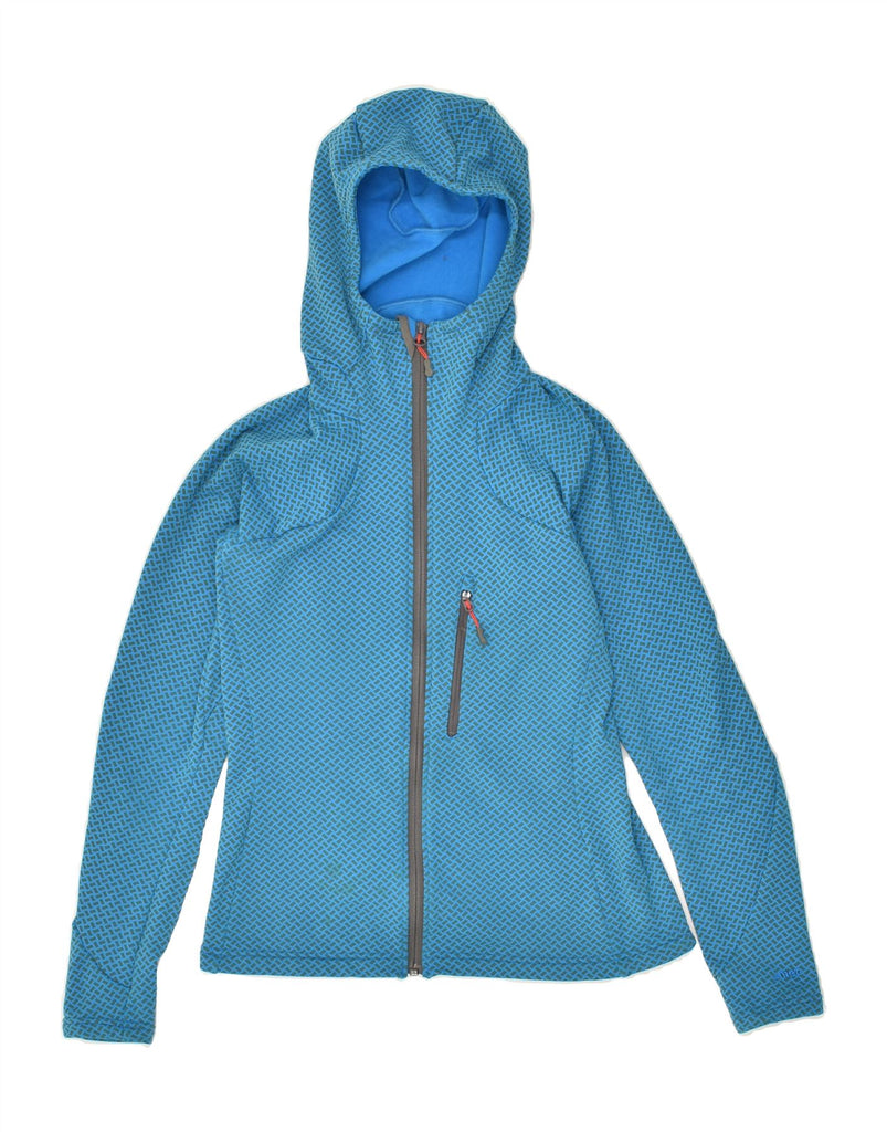 MOUNTAIN EQUIPMENT Womens Hooded Windbreaker Jacket UK 6 XS Blue Geometric | Vintage Mountain Equipment | Thrift | Second-Hand Mountain Equipment | Used Clothing | Messina Hembry 