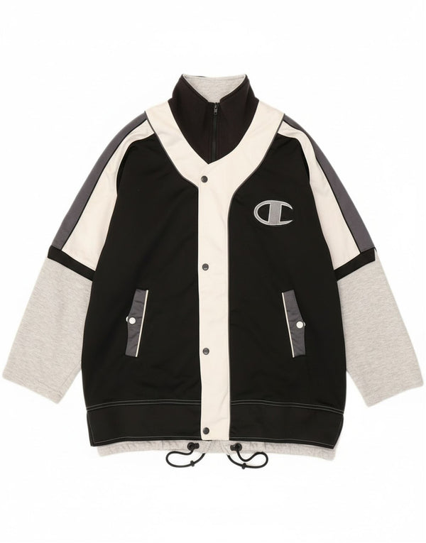 Champion Mens Graphic Tracksuit Top Jacket Large Black Colourblock Sports