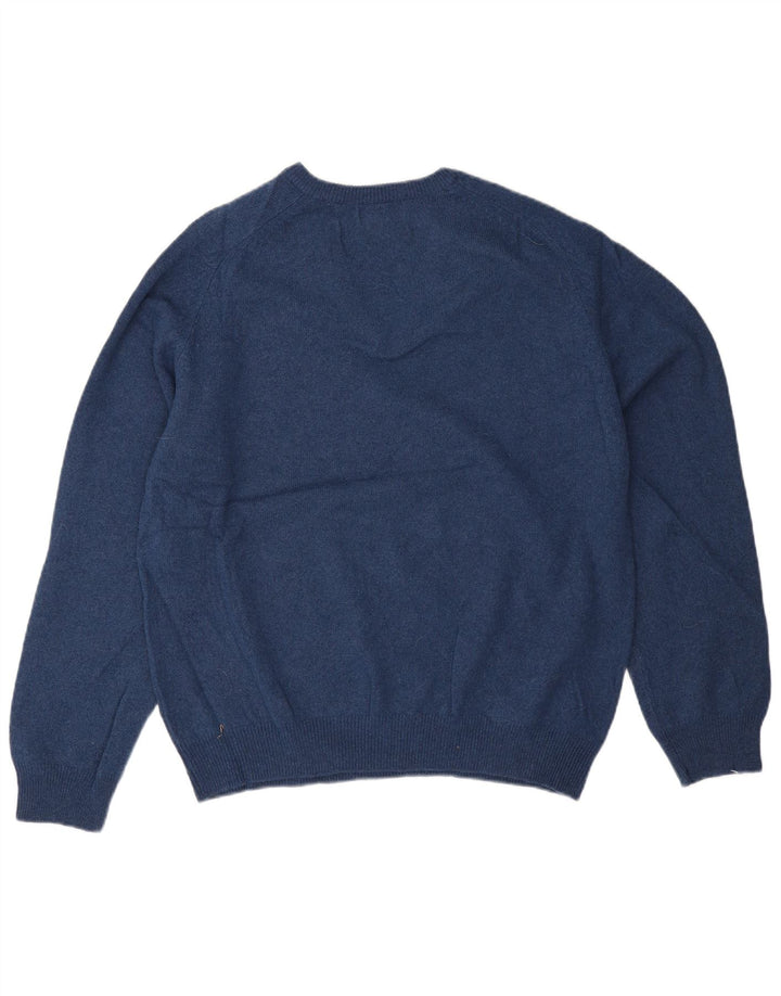 Marks & Spencer Mens V-Neck Jumper Sweater XL Blue Wool