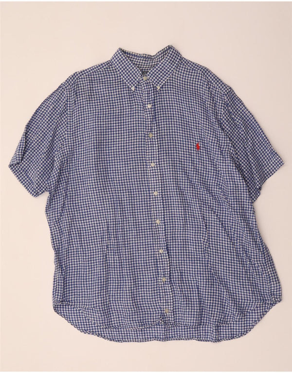 Polo Ralph Lauren Mens Big Short Sleeve Classic Fit Shirt XL Blue Gingham