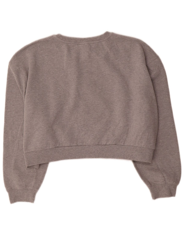 Ellesse Womens Oversized Crop Graphic Sweatshirt Jumper UK 14 Large Grey