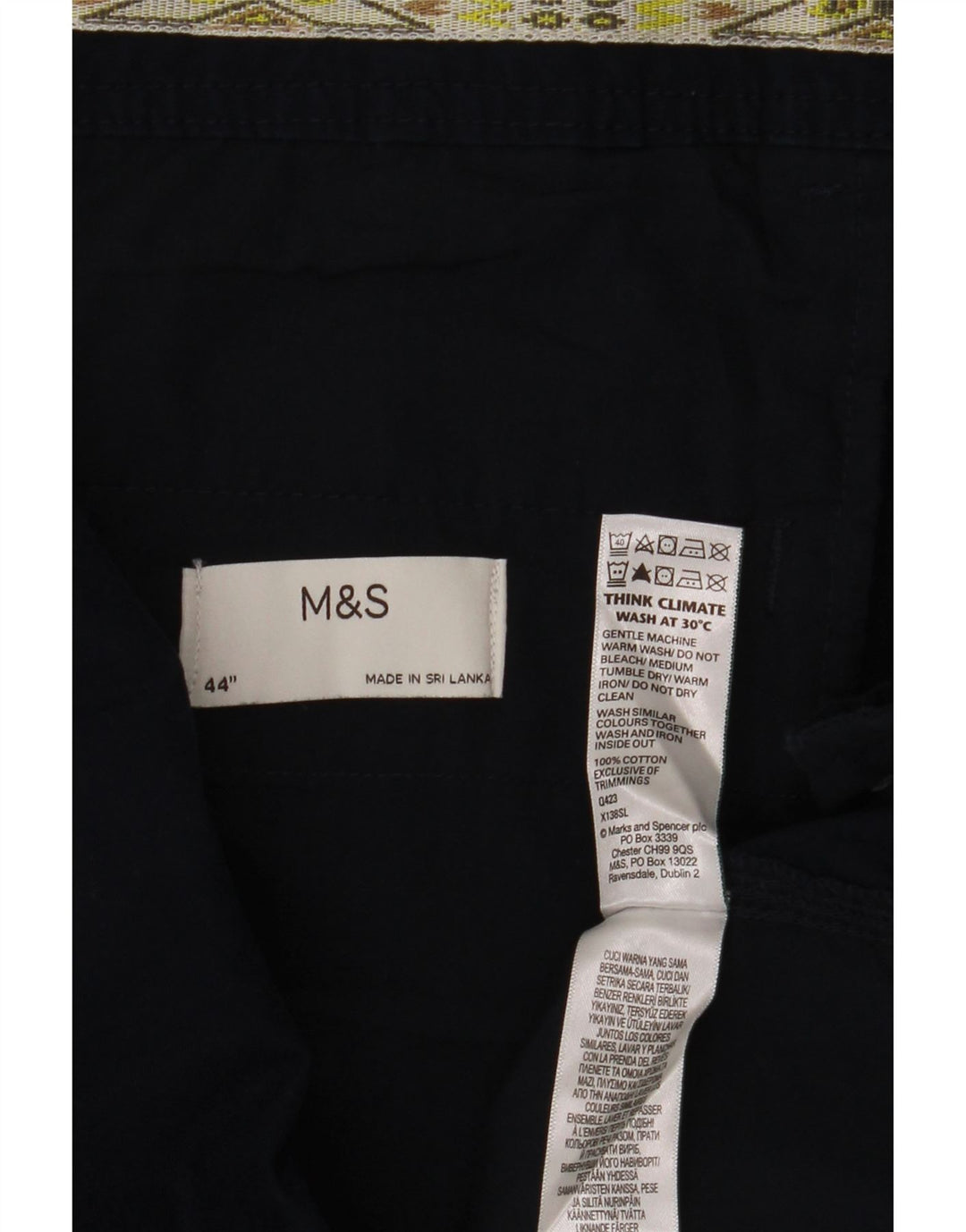 Marks & Spencer Mens Cargo Shorts W44 2XL Navy Blue Cotton