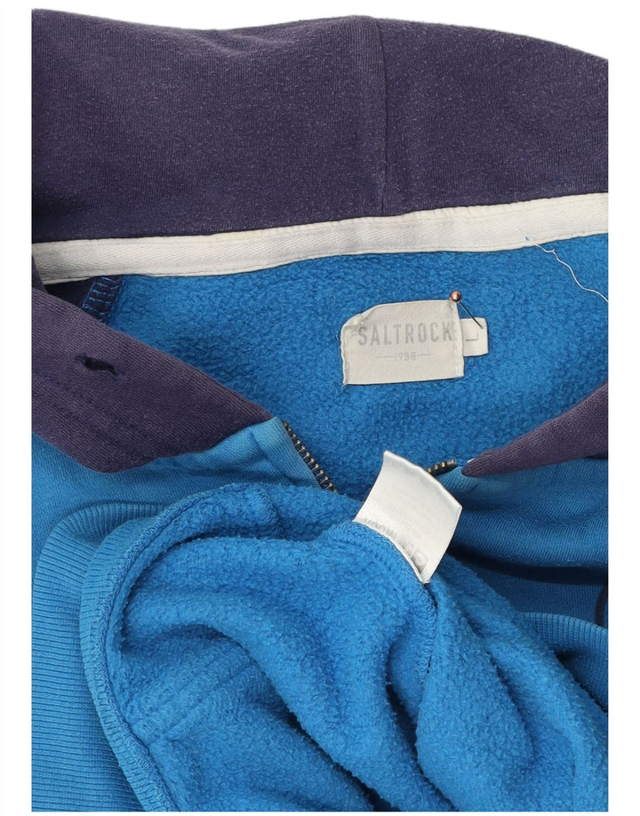 Saltrock Mens Zip Hoodie Sweater Large Blue Colourblock Cotton