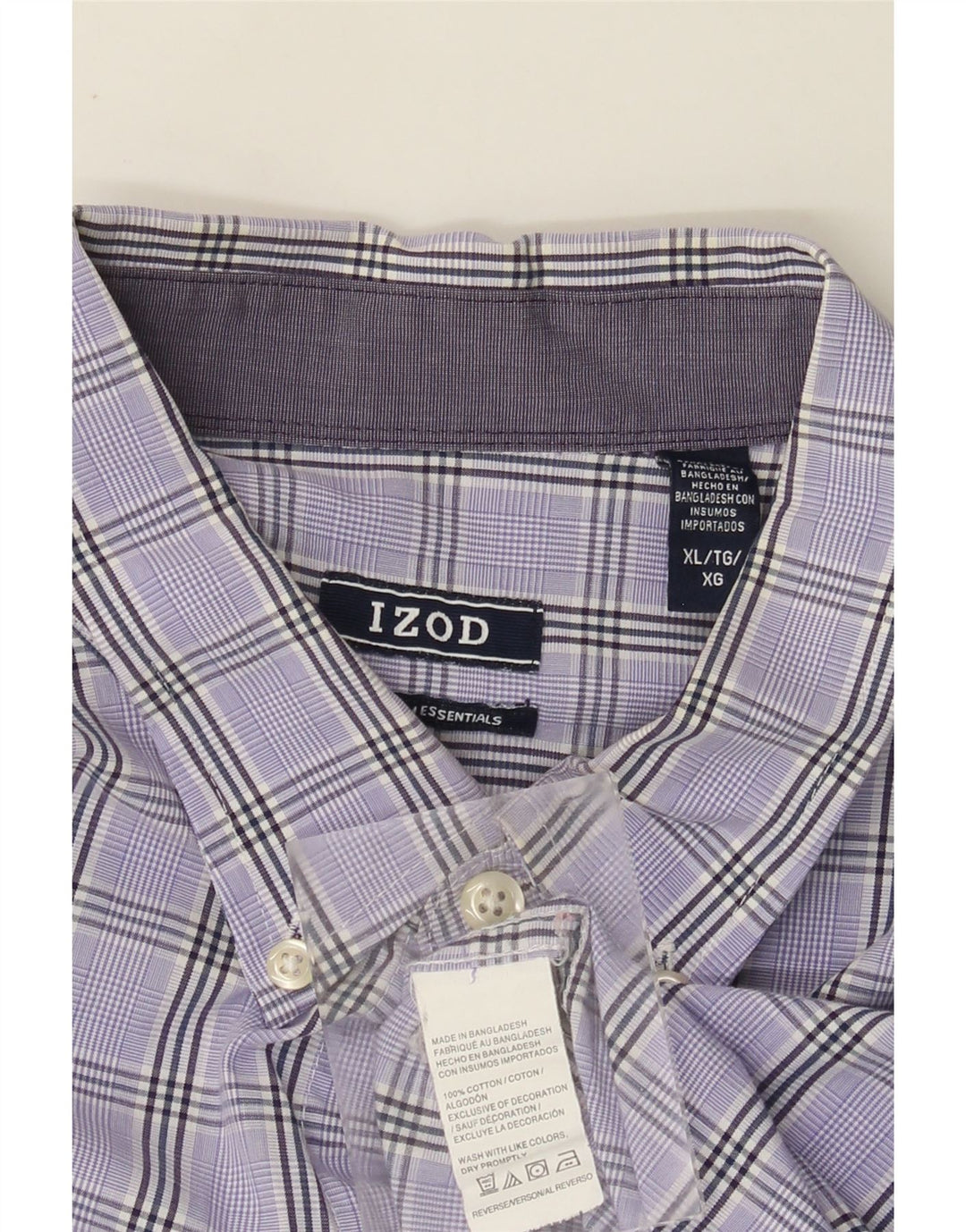 IZOD Mens Shirt XL Purple Check Cotton