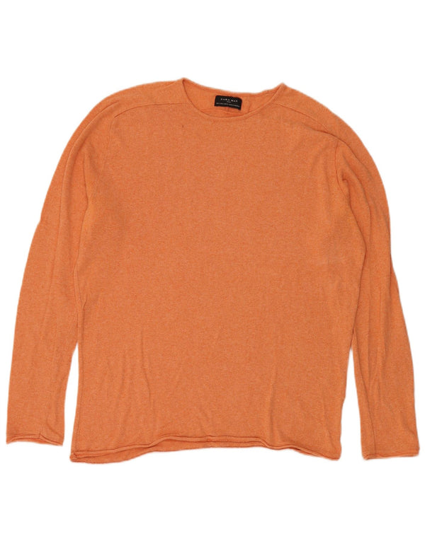 Zara Mens Crew Neck Jumper Sweater Large Orange