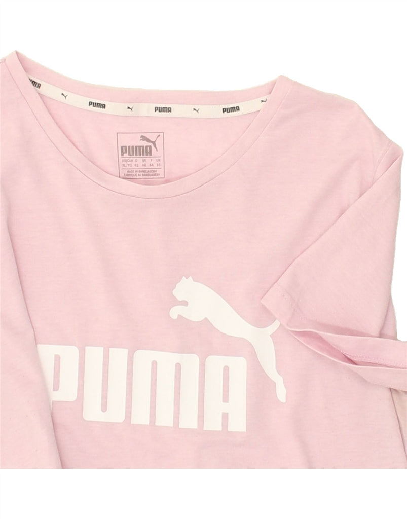 PUMA Womens Graphic T-Shirt Top UK 18 XL Pink Cotton | Vintage Puma | Thrift | Second-Hand Puma | Used Clothing | Messina Hembry 