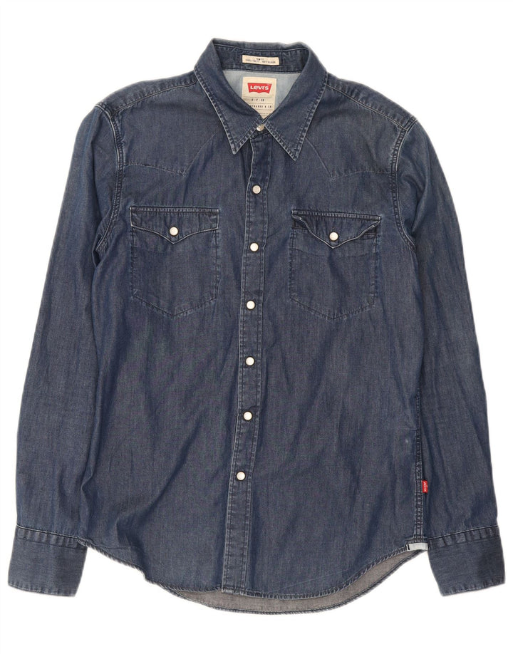 Levi's Mens Slim Fit Denim Shirt Small Navy Blue Cotton
