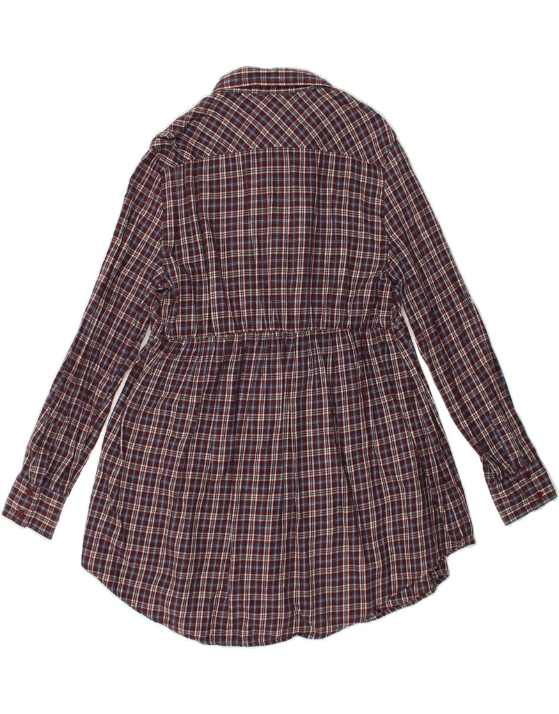 CARRERA Womens Long Sleeve Ruffle Shirt Dress UK 18 XL Maroon Check Cotton | Vintage Carrera | Thrift | Second-Hand Carrera | Used Clothing | Messina Hembry 