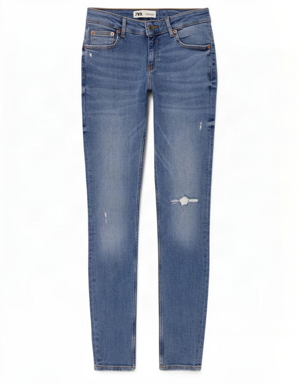 Zara Womens Distressed Skinny Jeans EU 36 XS W26 L28 Blue