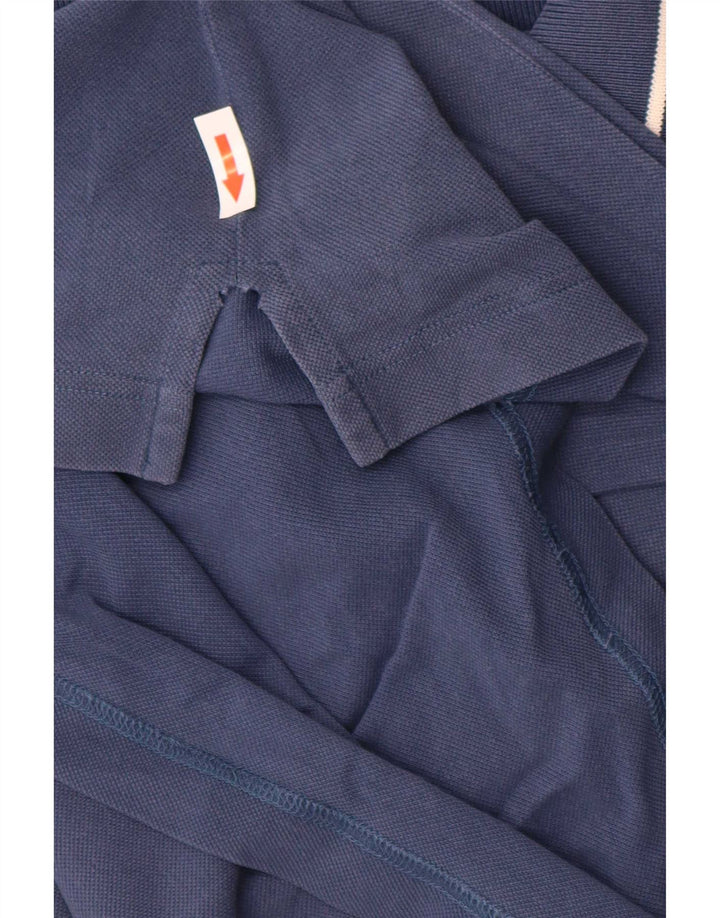 Fred Perry Mens Polo Shirt Medium Navy Blue Striped Cotton