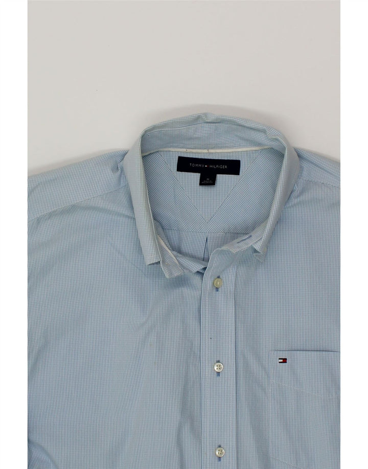 TOMMY HILFIGER Mens Shirt Medium Blue Houndstooth Cotton Vintage Tommy Hilfiger and Second-Hand Tommy Hilfiger from Messina Hembry 