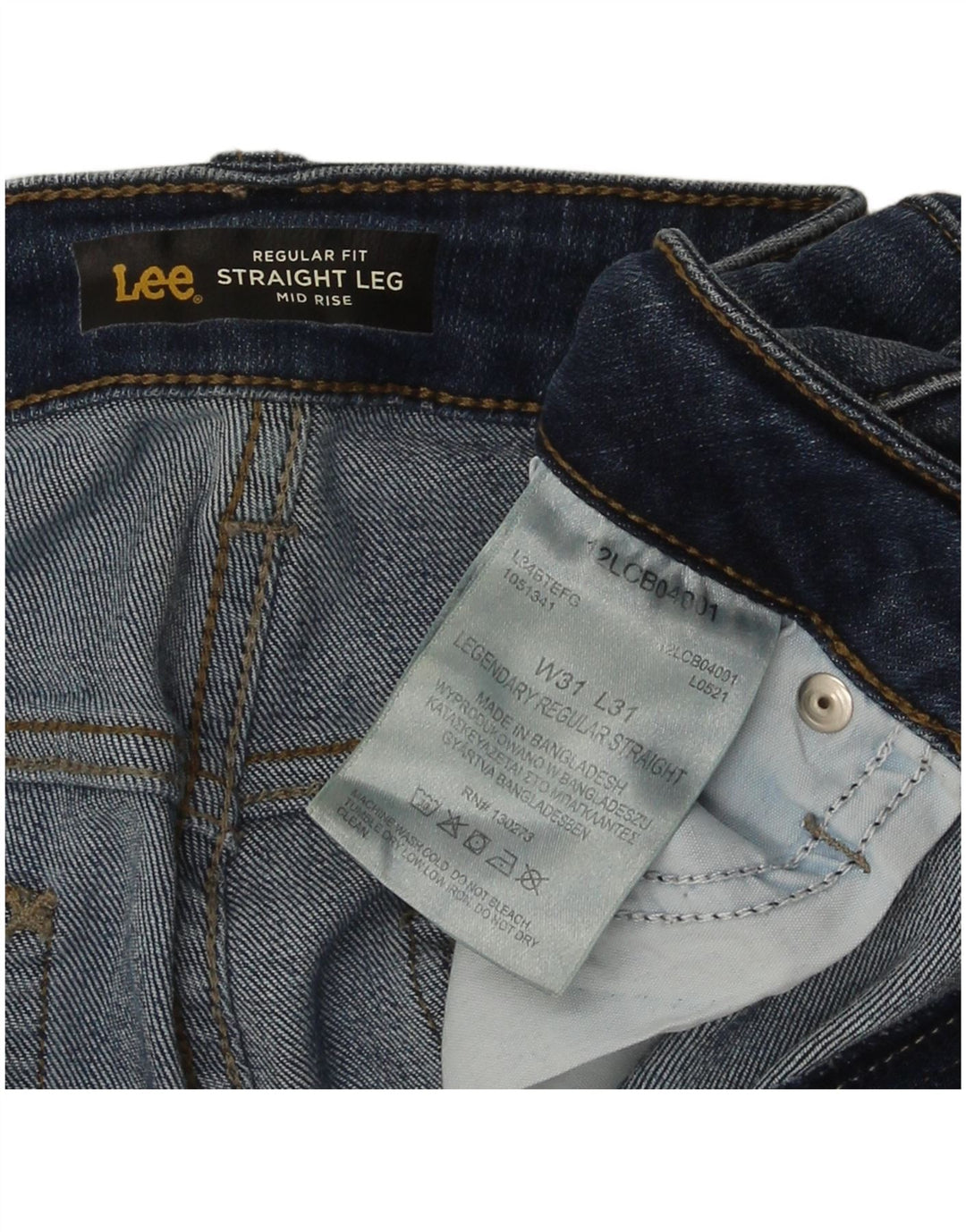Lee Womens Mid Rise Regular Straight Jeans W31 L31 Blue Cotton