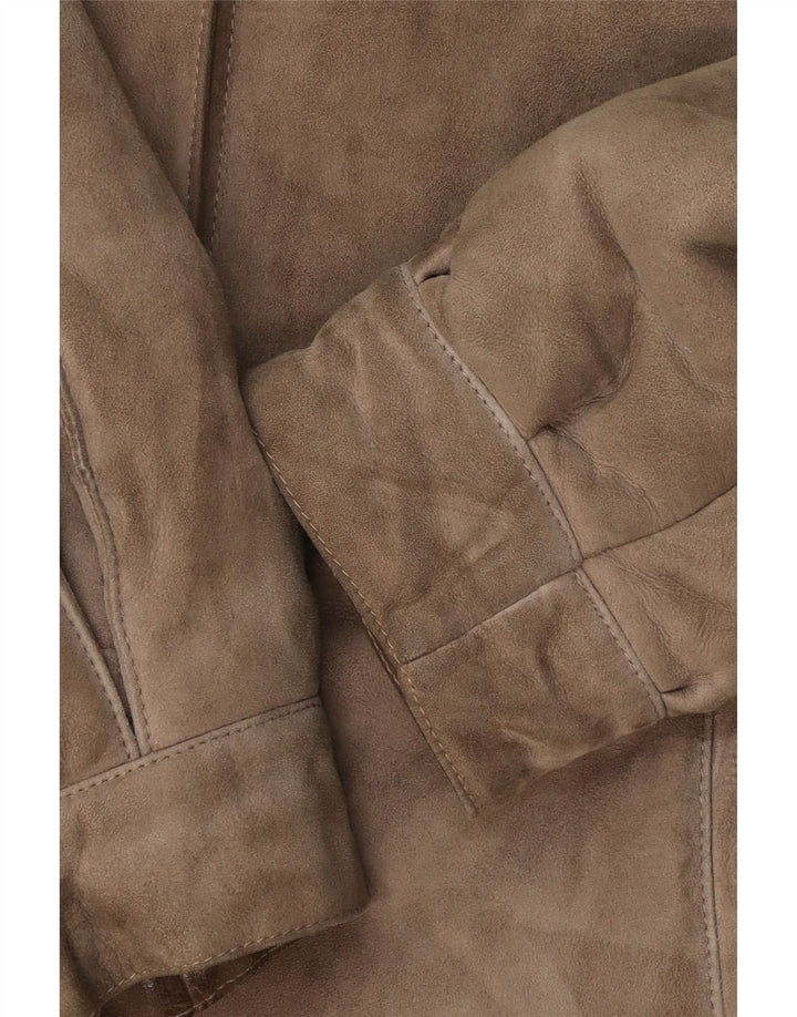 Vintage Womens Shearling Coat UK 14 Medium Brown