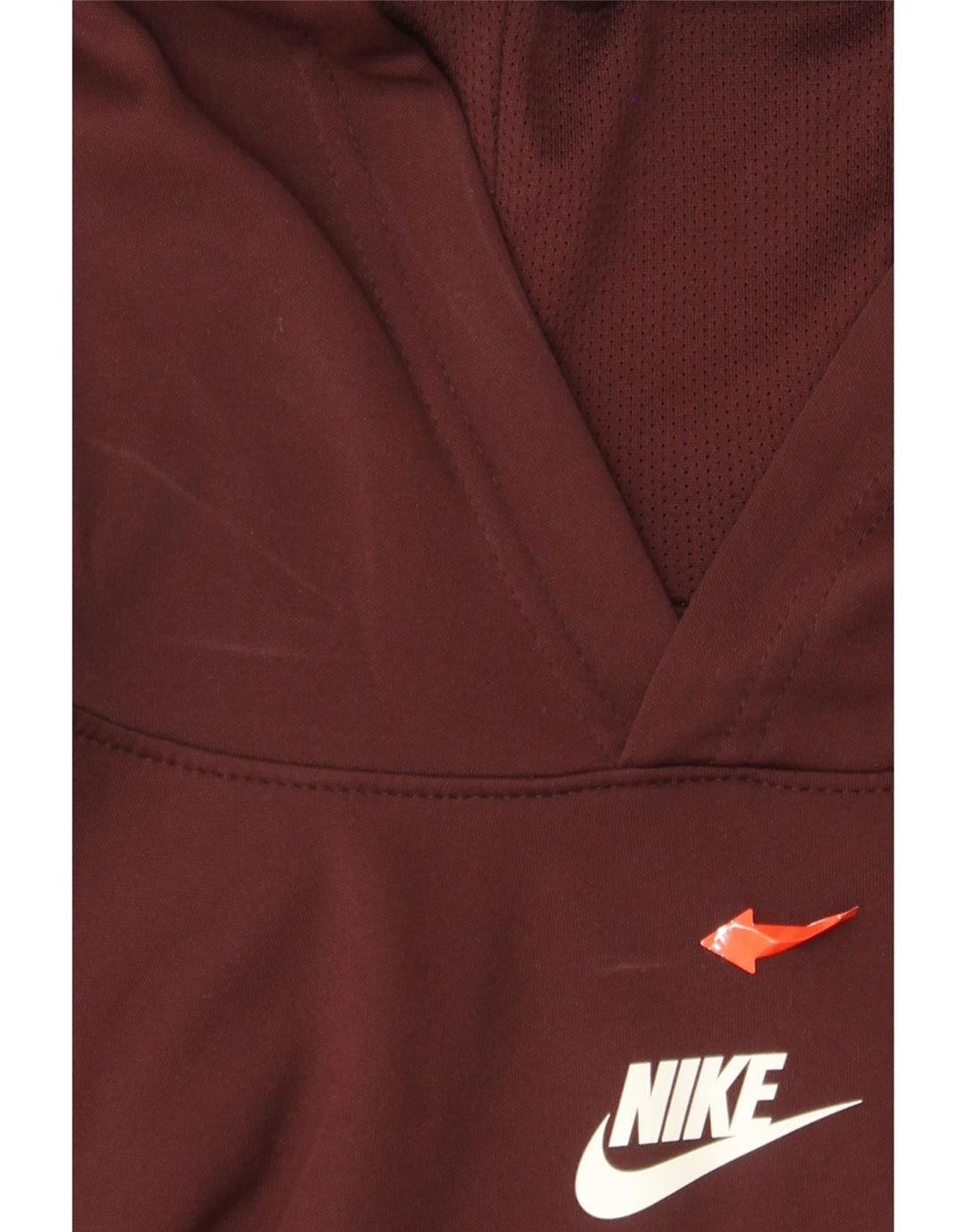 NIKE Boys Graphic Hoodie Jumper 12-13 Years Large Burgundy Colourblock