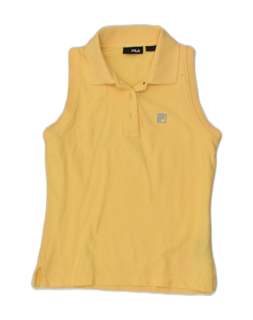 FILA Womens Sleeveless Polo Shirt UK 10 Small  Yellow Cotton | Vintage Fila | Thrift | Second-Hand Fila | Used Clothing | Messina Hembry 