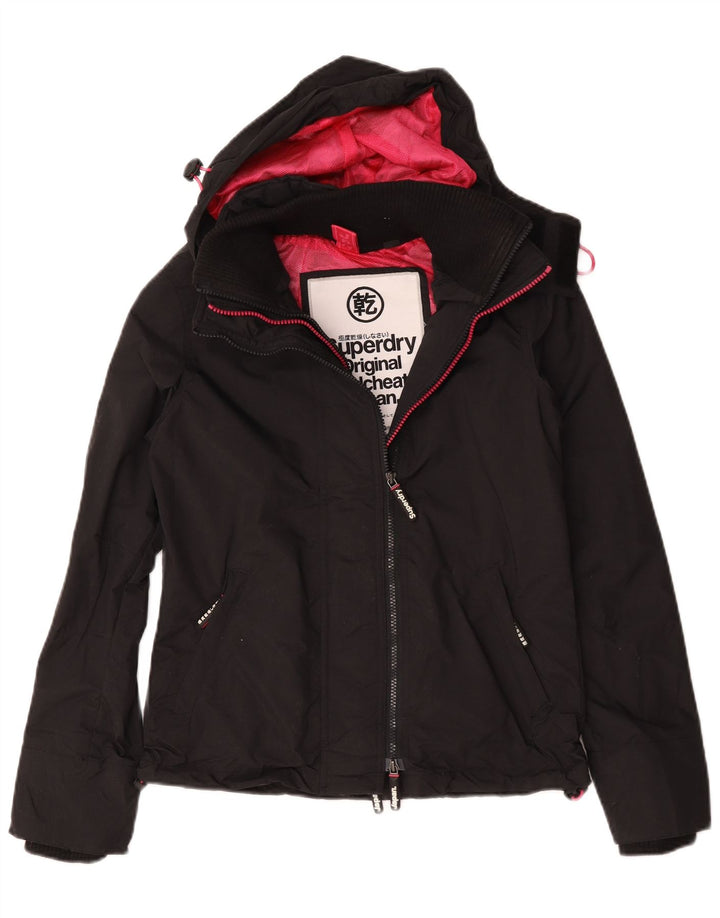 Superdry Womens Windcheater Hooded Windbreaker Jacket UK 10 Small Black