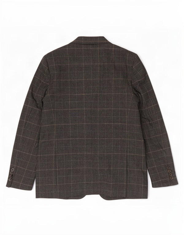 Zara Womens 2 Button Blazer Jacket UK 10 Small Grey Houndstooth Polyester