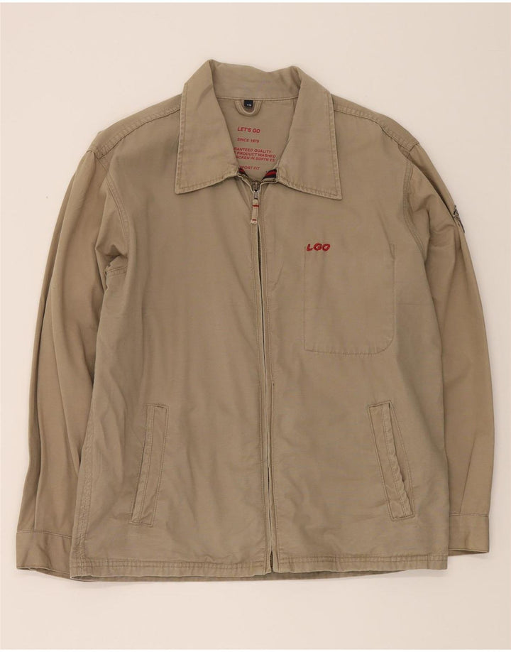 VINTAGE Mens Comfort Fit Bomber Jacket IT 48 Medium Beige Cotton Vintage Vintage and Second-Hand Vintage from Messina Hembry 