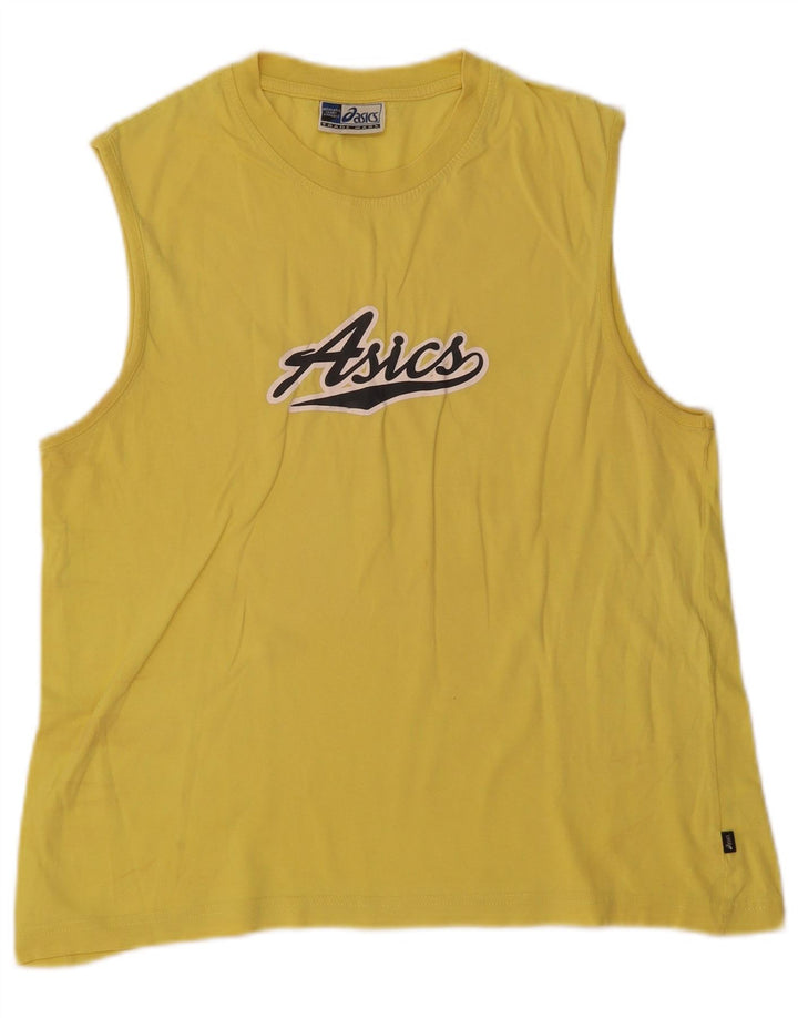 ASICS Mens Graphic Vest Top Medium Yellow Cotton