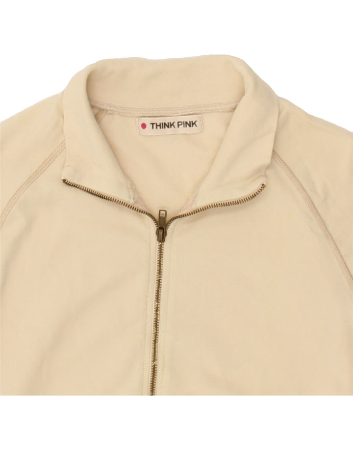 THINK PINK Womens Tracksuit Top Jacket UK 16 Large  Beige Vintage Think Pink and Second-Hand Think Pink from Messina Hembry 