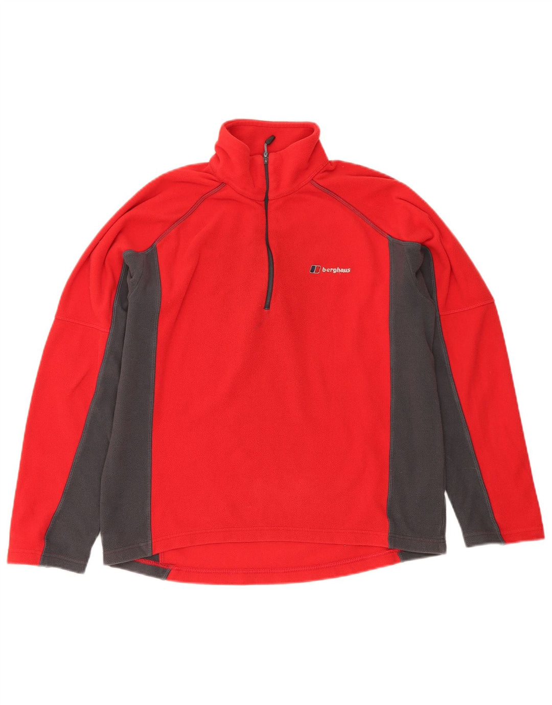 Berghaus Mens Zip Neck Fleece Jumper Medium Red Colourblock Polyester