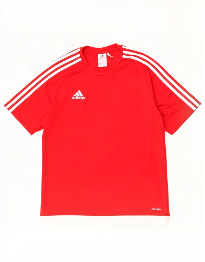 Adidas Mens Climalite T-Shirt Top Medium Red Colourblock Polyester