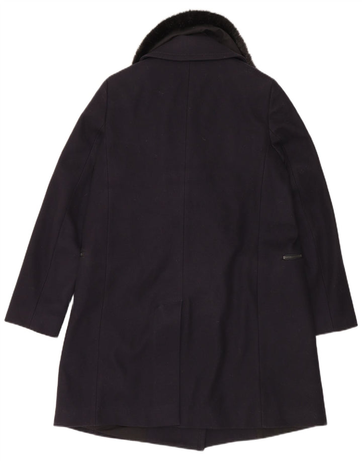 French Connection Womens Overcoat UK 12 Medium Navy Blue Virgin Wool