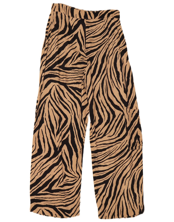 Zara Womens High Waist Cargo Trousers Medium W28 L28 Black Animal Print