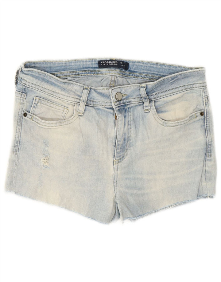 Zara Womens Distressed Denim Shorts EU 38 Small W28  Blue