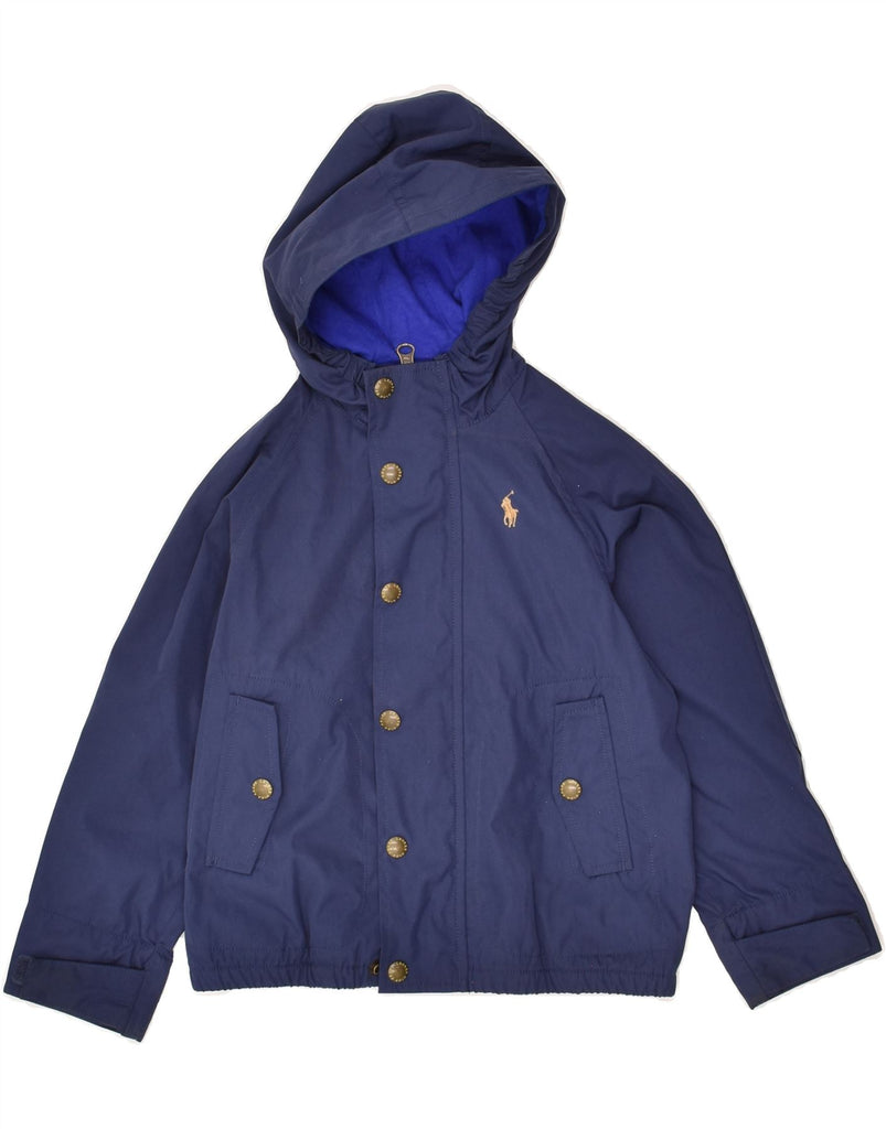 POLO RALPH LAUREN Boys Hooded Bomber Jacket 4-5 Years Navy Blue Polyester | Vintage Polo Ralph Lauren | Thrift | Second-Hand Polo Ralph Lauren | Used Clothing | Messina Hembry 