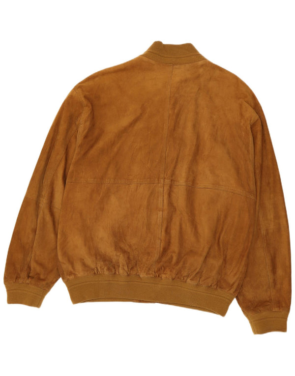 Luca D'altieri Mens Suede Bomber Jacket IT 56 3XL Brown Leather