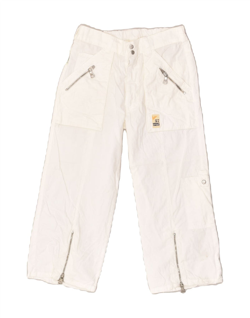 ARMANI JUNIOR Boys Straight Cargo Trousers 3-4 Years W24 L18  White Cotton | Vintage Armani Junior | Thrift | Second-Hand Armani Junior | Used Clothing | Messina Hembry 