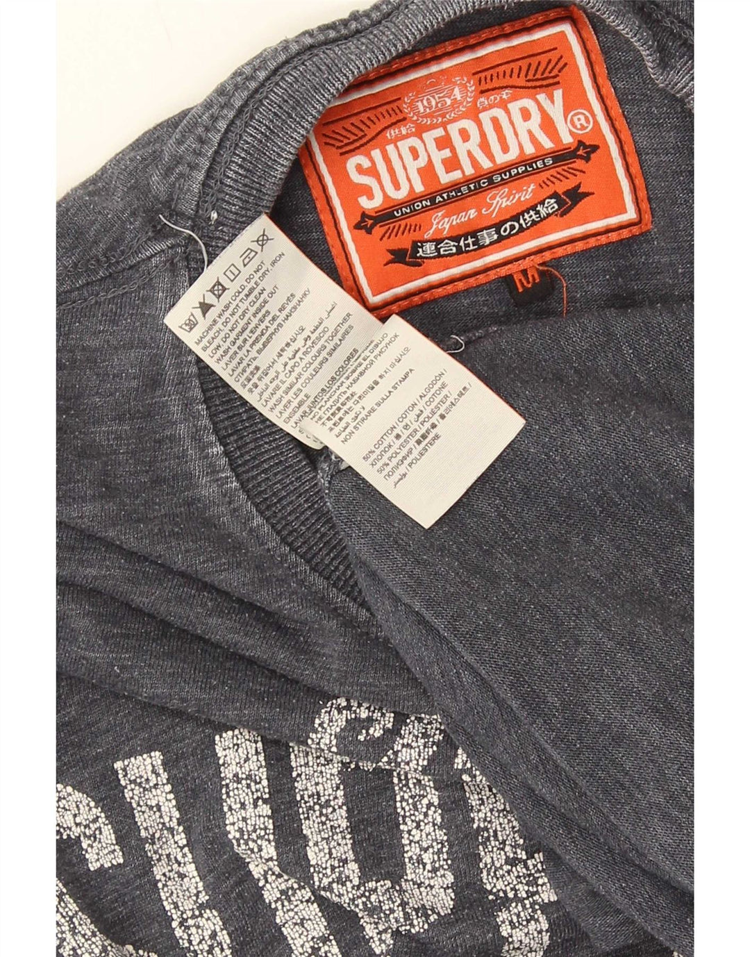 Superdry Mens Graphic T-Shirt Top Medium Grey Cotton