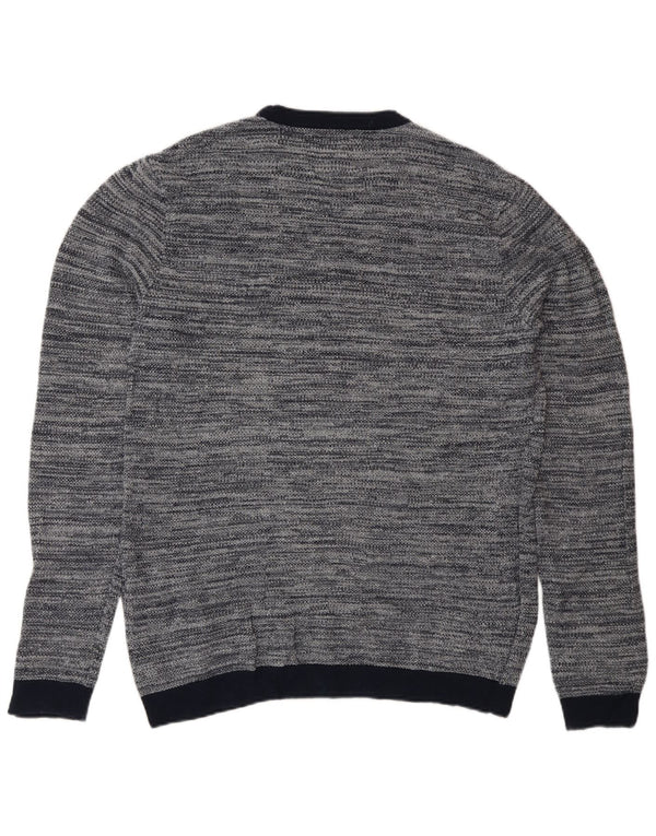Jack & Jones Mens Crew Neck Jumper Sweater Large Navy Blue Flecked Cotton