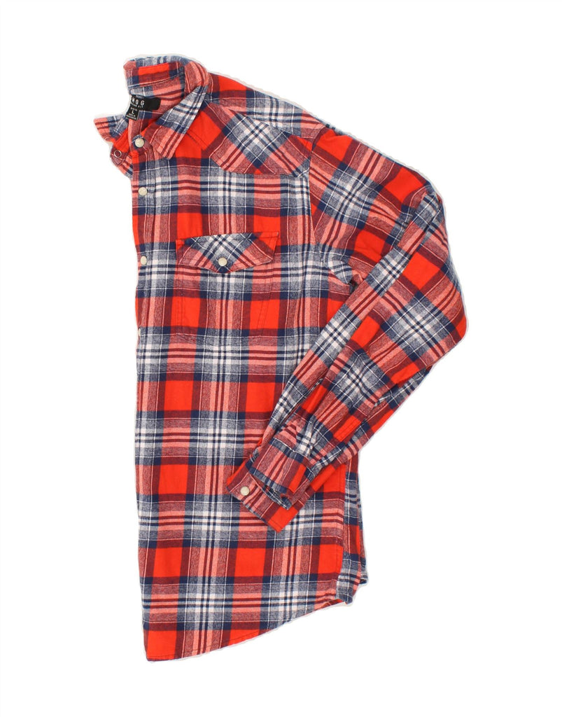 SMOG Mens Regular Fit Flannel Shirt Large Red Check | Vintage Smog | Thrift | Second-Hand Smog | Used Clothing | Messina Hembry 