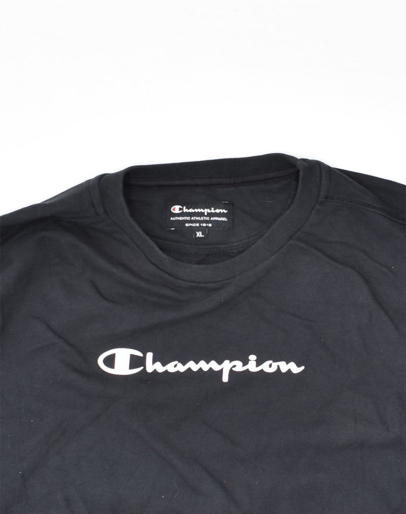 CHAMPION Womens Graphic Sweatshirt Jumper UK 18 XL Black Cotton | Vintage Champion | Thrift | Second-Hand Champion | Used Clothing | Messina Hembry 